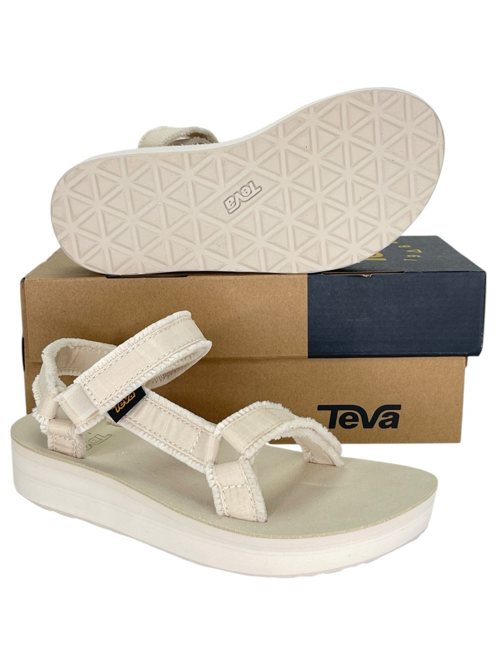 Teva Terragrip Cream Fringe Strappy Womens Sandals Size 5M - Picture 12 of 13